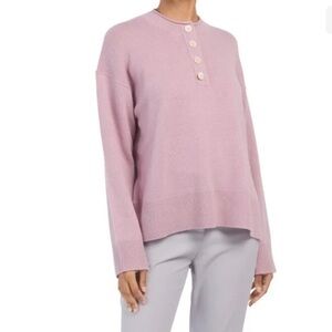 NEW THEORY Wild Lilac Button Cashmere Pullover Sweater